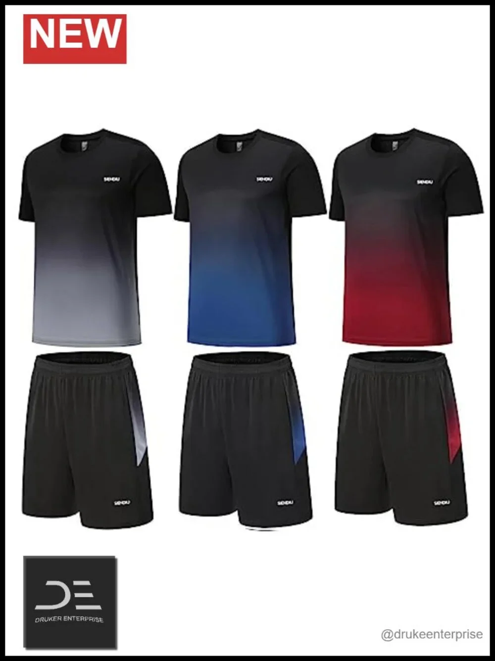Men's 3-Piece Workout Set Quick-Dry Athletic Shorts & Shirts
